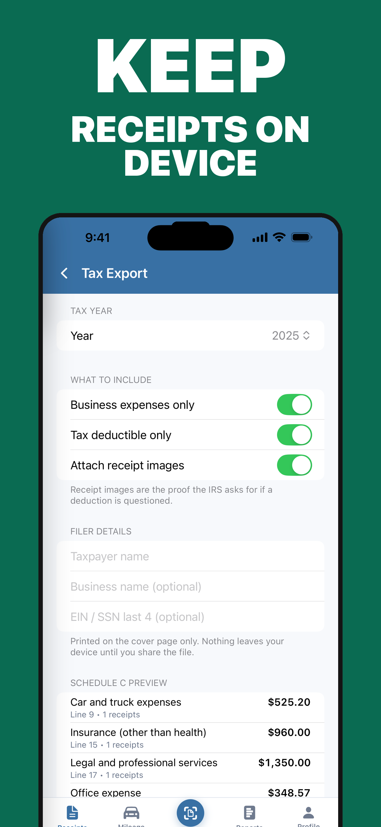 ReceGuard privacy settings on iPhone