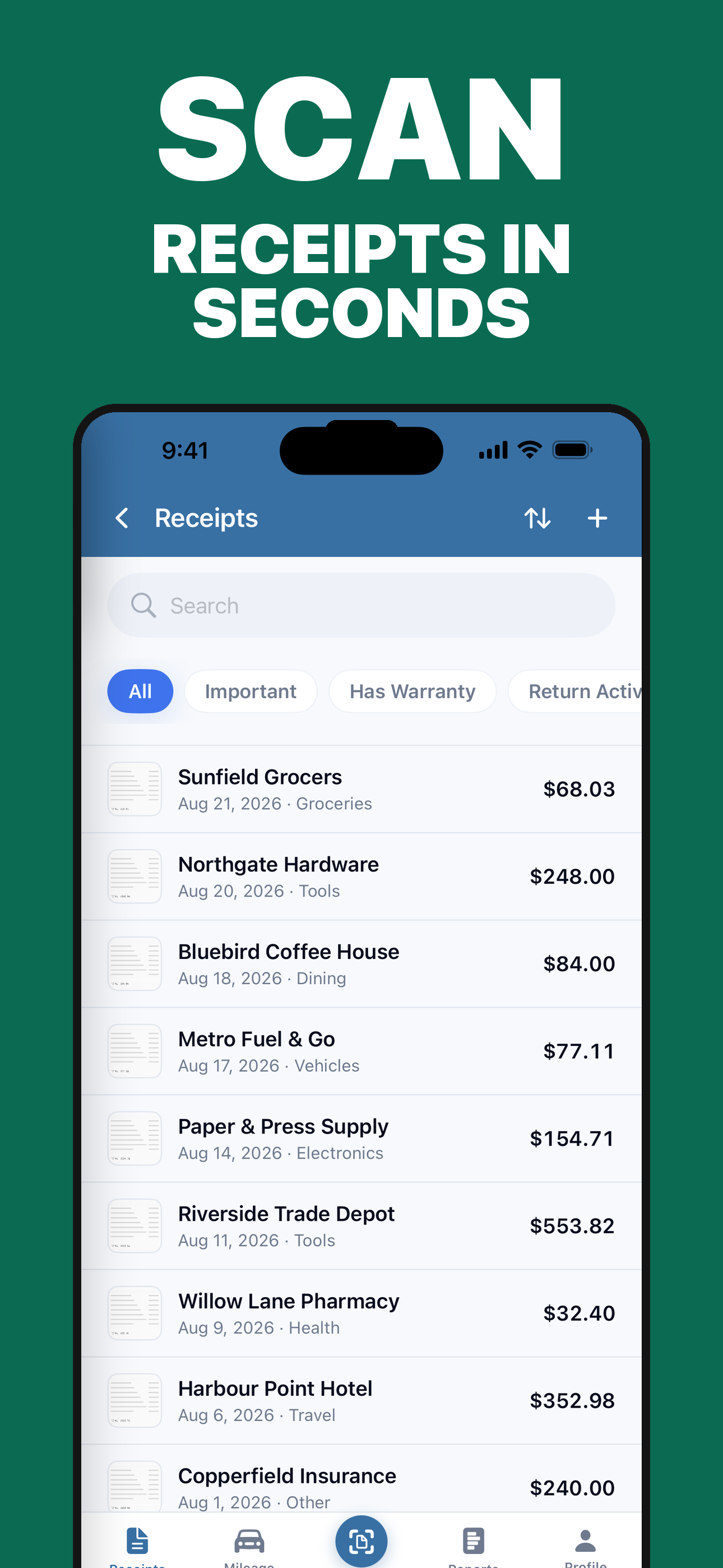 A receipt being scanned on iPhone so the paper copy can be filed or discarded